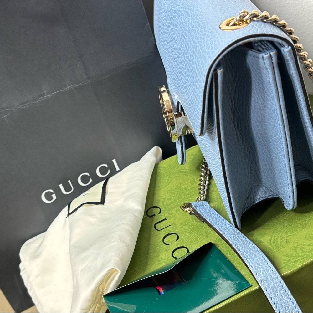 Gucci Pale Blue Leather Chain Crossbody Bag with Siver Hardware - Picture 5 of 16